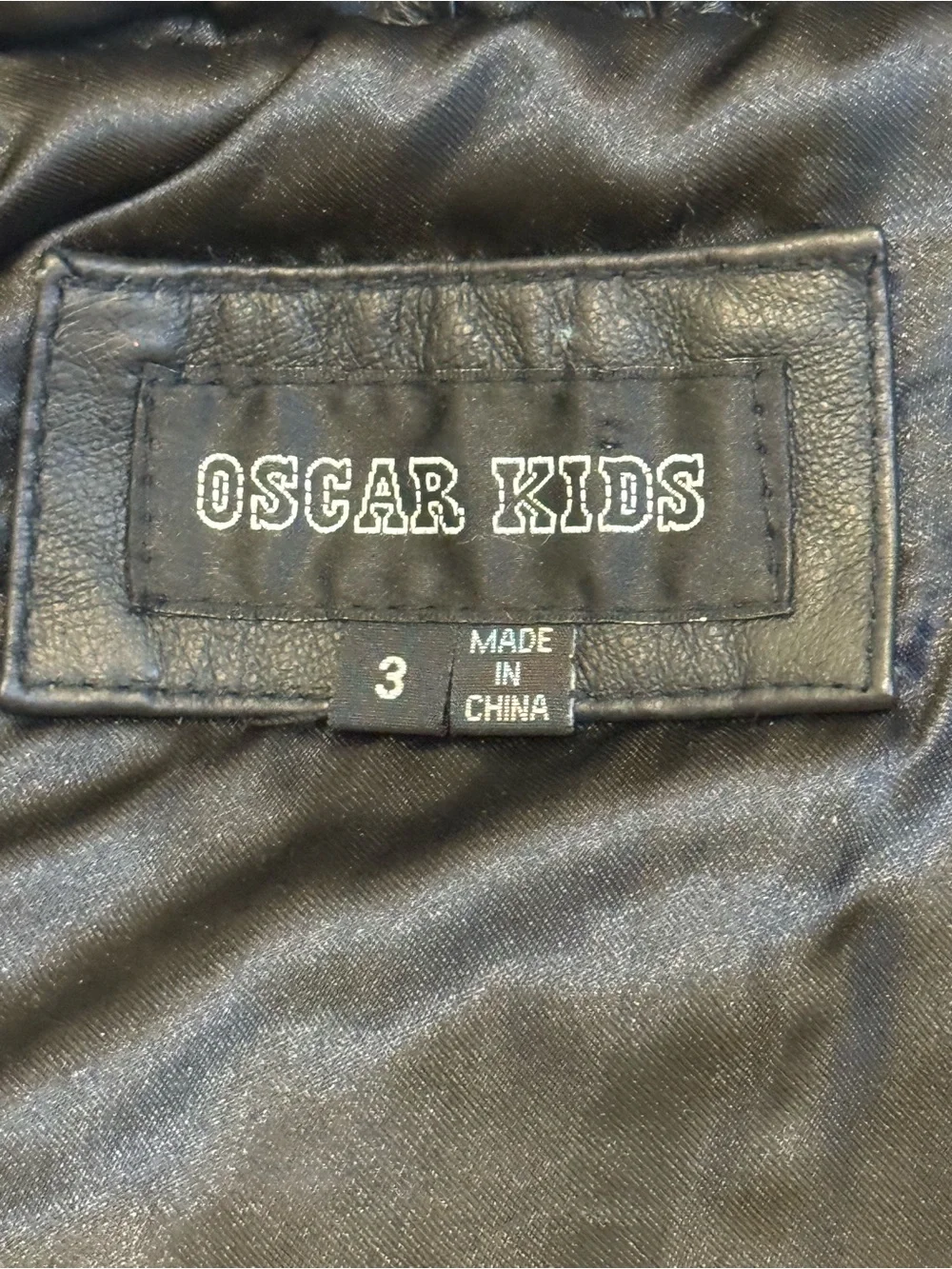 Oscar Kids Luxe Black Quilted 100% Leather Biker Moto Jacket Fur Trim Hood Sz 3